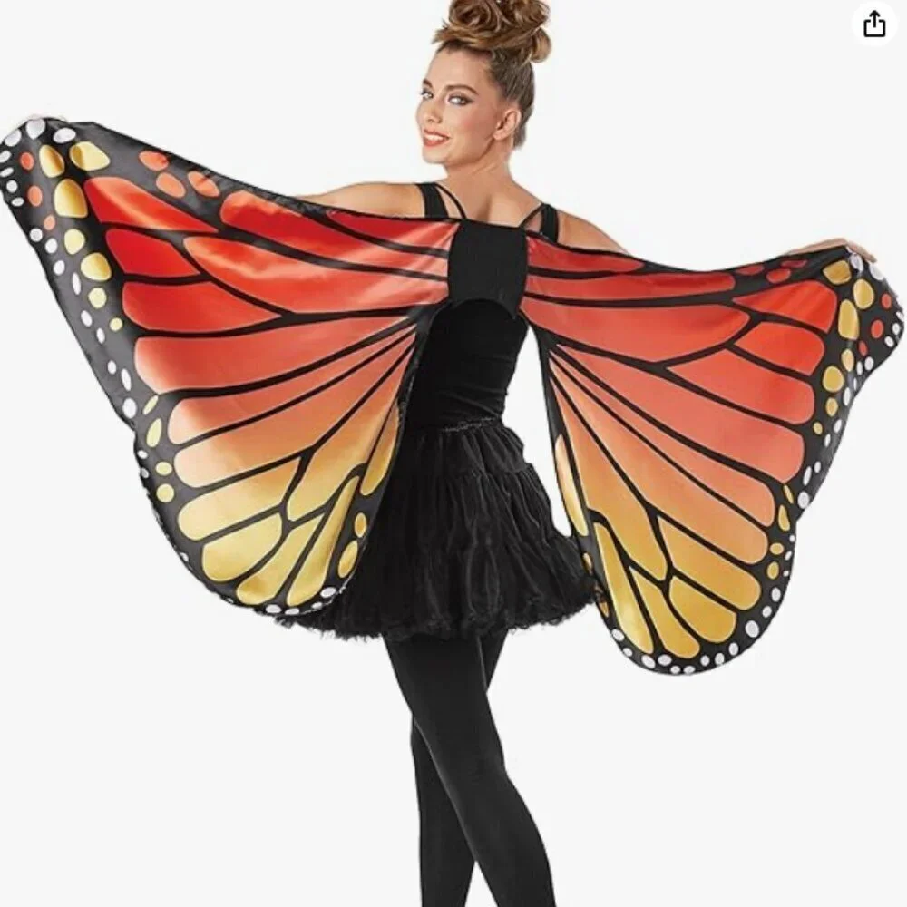 Adult Halloween Monarch Butterfly Cape Wings with headband